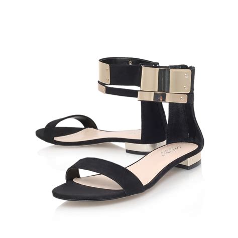 Carvela Kurt Geiger Synthetic Keel Flat Sandals in Animal (Black) - Lyst