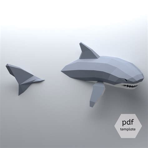 Low Poly Shark Model Create Your Own 3D Papercraft Shark - Etsy UK