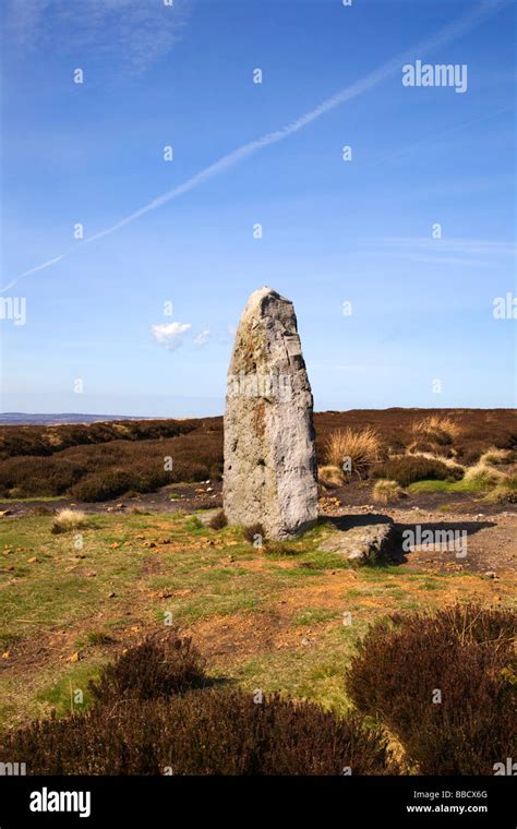 Standing Stone Blakey Ridge North York Moors England Stock Photo - Alamy