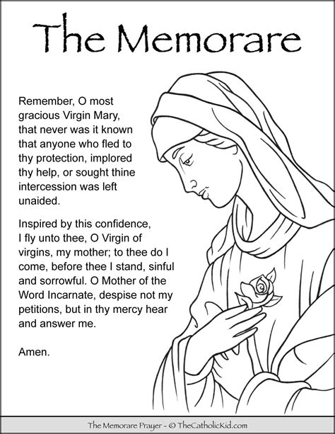 Memorare Prayer Coloring Page - TheCatholicKid.com