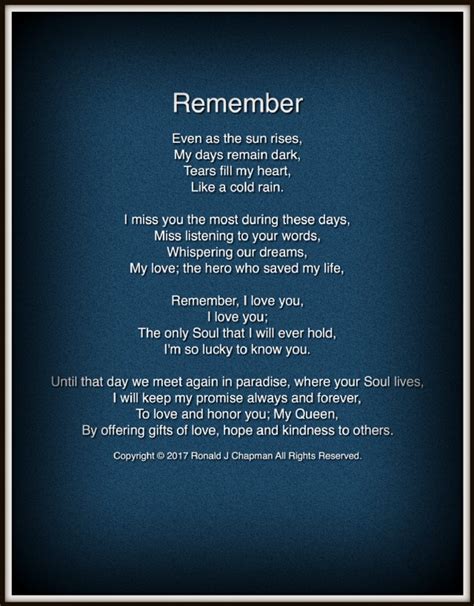 Remember - Remember Poem by Ronald Chapman