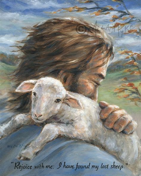 Art Print Jesus as Shepherd With Rescued Lamb Over Shoulder | Etsy