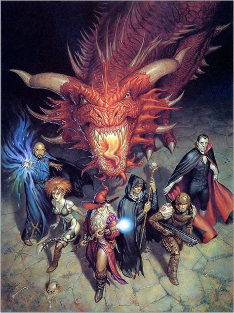 Party of 7 w Adult Red Dragon Underdark by Todd Lockwood Dungeons and ...