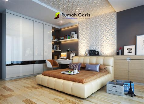 desain interior makassar kamar tidur anak remaja 3D render by Rumah Garis studio arsitektur ...