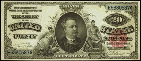 1891 Twenty Dollar Silver Certificate Daniel Manning|World Banknotes ...