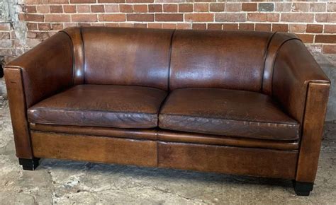 ART DECO STYLE LEATHER SOFA