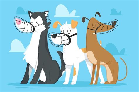 Premium Vector | Cartoon muzzled animals set