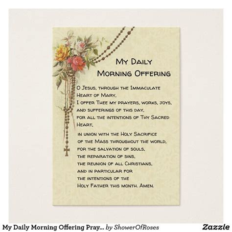 My Daily Morning Offering Prayer Floral Holy Card Simple Prayers, Beautiful Prayers, Good ...