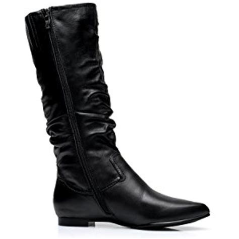 Women's Pleated Leather Low Heel Mid Calf Shearling Winter Boot >>> Click image to review more ...