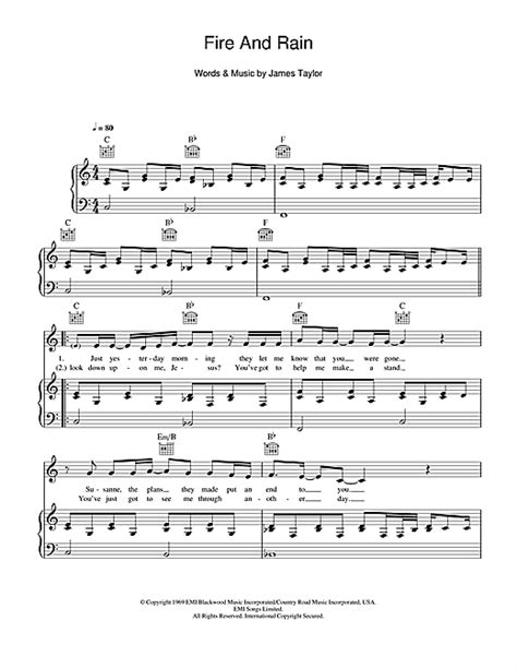 Fire And Rain sheet music by Birdy (Piano, Vocal & Guitar – 112628)