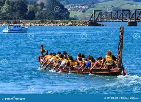 A Maori Waka, A Large Ceremonial Canoe, In The Harbour Editorial Photo | CartoonDealer.com ...