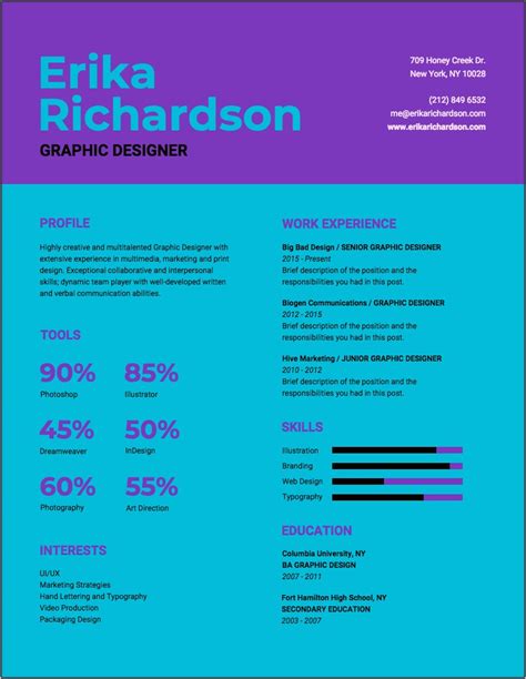 Current Resume Template For A Graphic Designer - Resume Example Gallery