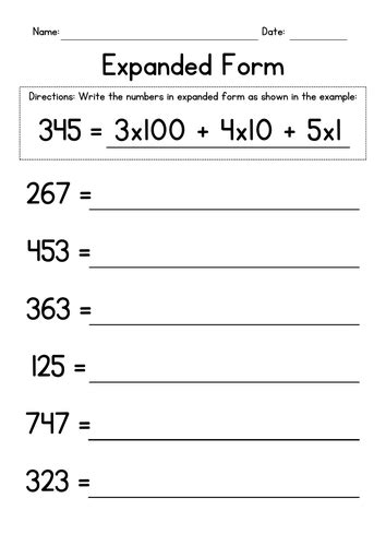 Expanded Form Worksheets | Teaching Resources