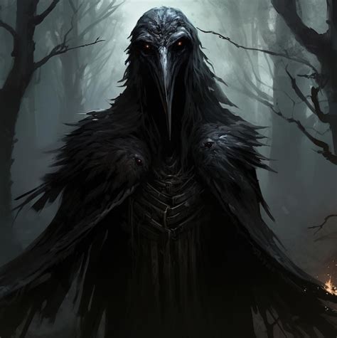 Premium AI Image | a dark illustration of a black raven with a dark ...