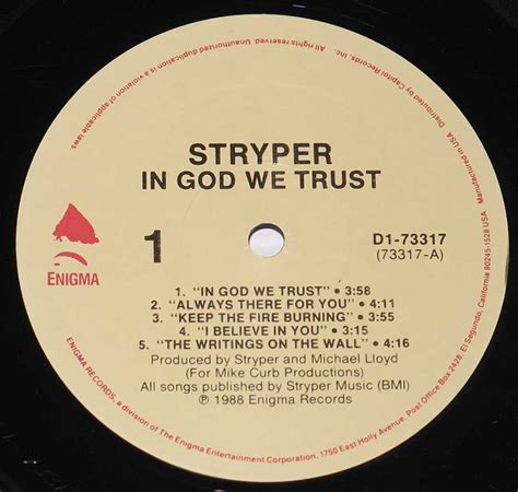 STRYPER In God We Trust Christian Heavy Metal Album Cover Gallery & 12" Vinyl LP Discography ...