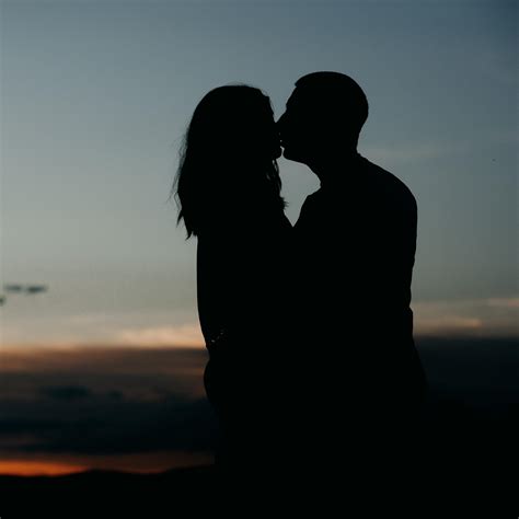 Old Couple Kissing Silhouette