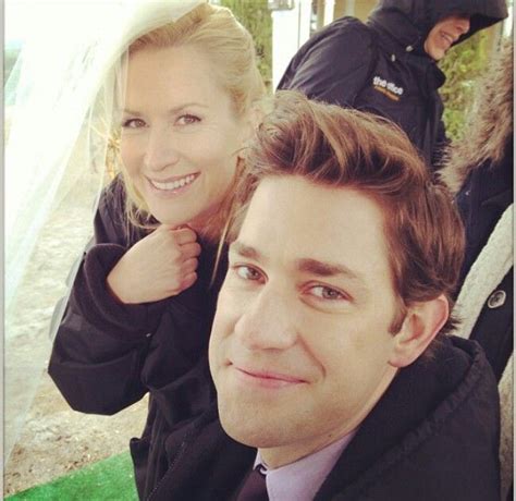 Angela Kinsey and John Krasinski bts at Angela and Dwights wedding ...