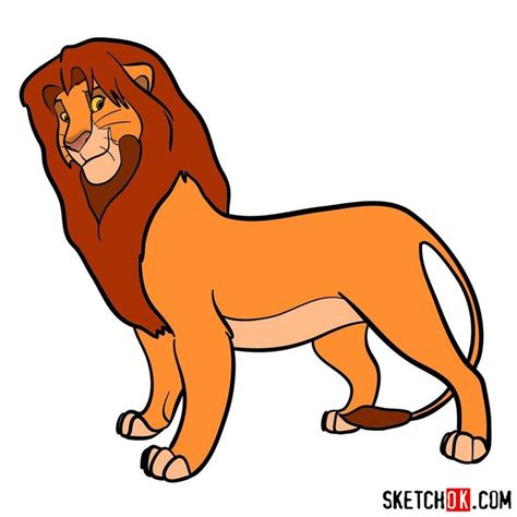 How to draw adult Simba | The Lion King | Lion king drawings, King drawing, Baby animal drawings