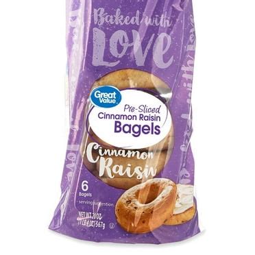 Great Value Pre-Sliced Plain Bagels, 20 oz, 6 Count - Walmart.com