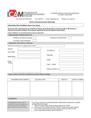 Icam Malawi Registration Forms - Fill Online, Printable, Fillable, Blank | pdfFiller