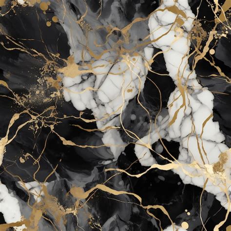 Premium AI Image | Black and white marble wallpaper with gold and white ...