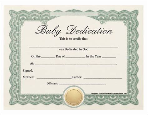 Baby Dedication Certificate Template Unique Baby Dedication Certificate ...