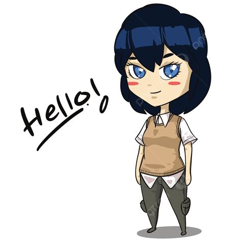 Cute Anime Girl Greeting Hello Blue Eye, Cute Girl, Anime, Blue Eyes PNG Transparent Clipart ...
