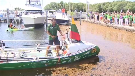 Lithuanian man arrives in Miami after rowing solo across Atlantic Ocean from Spain - WSVN 7News ...