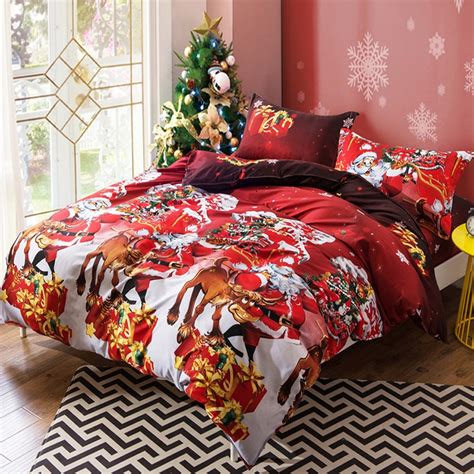 New 3D Santa Claus Bedding Set Colorful Christmas Duvet Cover Sets Bed Sheets Pillowcases Queen ...