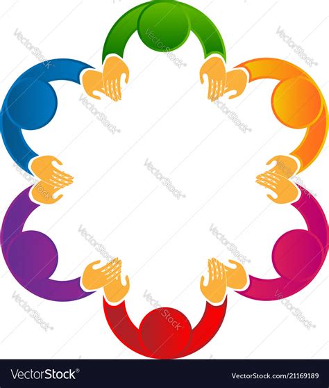 Logo social media teamwork holding hands Vector Image