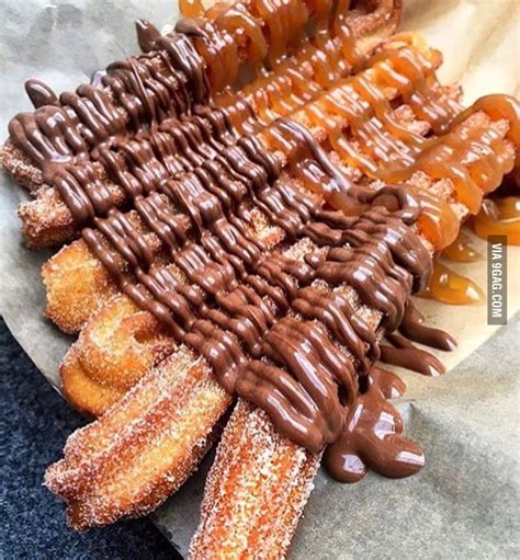 Churros covered in Nutella and Dulce de Leche - 9GAG