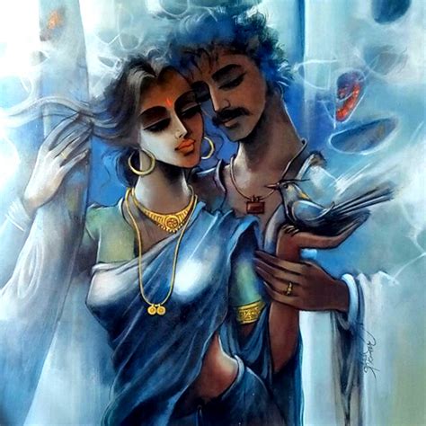 Buy Painting Lovely Couple-01 Artwork No 10212 by Indian Artist G K ...