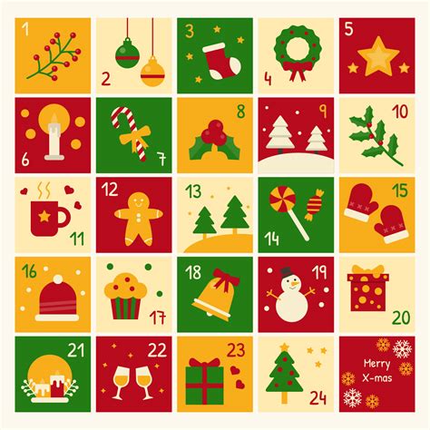 Christmas Advent Calendar Vector 251766 Vector Art at Vecteezy