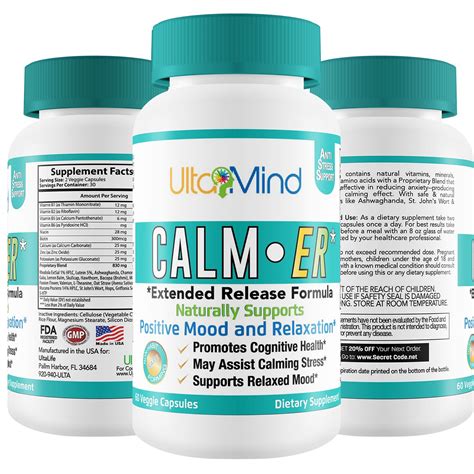 Calm-ER Anxiety Supplement - Extended Release Stress Relief w Fast ...