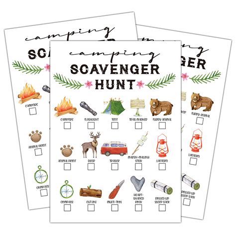 Scavenger Hunt Game, Outdoor Camping Scavenger Hunt For Kids, Nature/Park Treasure Hunt Clues ...