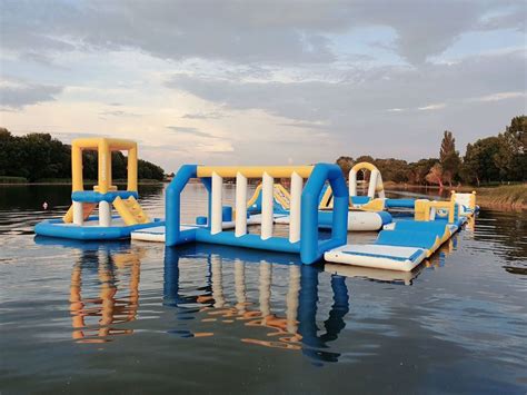 Hungary Inflatable Water Sports Park / Kids Blow Up Water Park For Lake