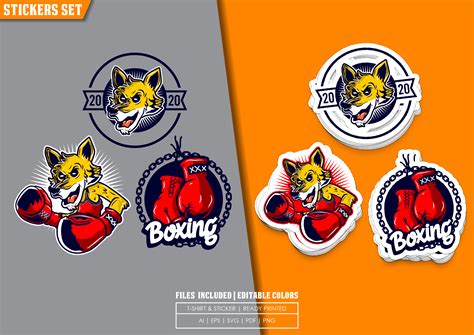 Boxing Fox Sticker Bundle Graphic by bagusjulianto · Creative Fabrica