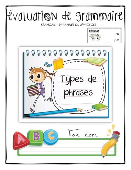 Évaluation types de phrases 3e