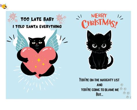 Funny Cat Christmas Card for your Friends or Family fun new year gift ...