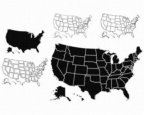 Usa Map Clipart Us States Map Cut Files America Map Svg Us States Map ...