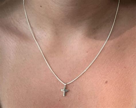 Amazon.com: Sterling Silver Small Cross Pendant Necklace 45CM Handmade ...