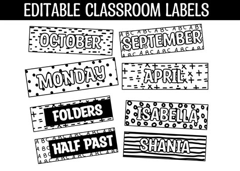 Classroom Labels Black and White Classroom Labels for Kids - Etsy Canada