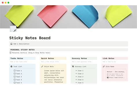 Sticky Notes Board Template | Notion Marketplace