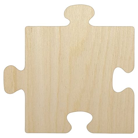 Puzzle Piece Solid Wood Shape Unfinished Piece Cutout Craft DIY Projects - 6.25 Inch Size - 1/4 ...