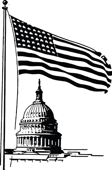 Free Clipart Of A USA Flag and Capitol Building