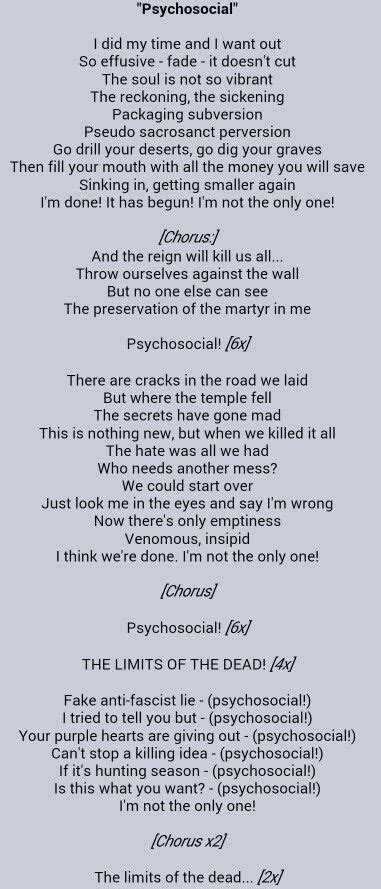 Psychosocial - Slipknot | Slipknot lyrics, Slipknot, Slipknot songs