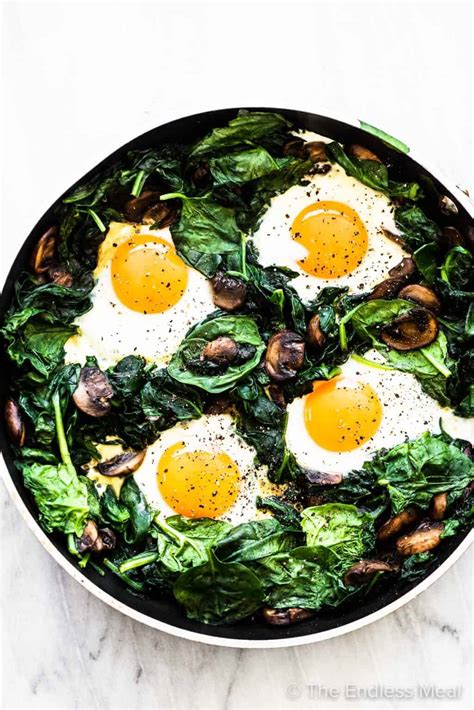 Spinach and Eggs with Mushrooms - The Endless Meal®