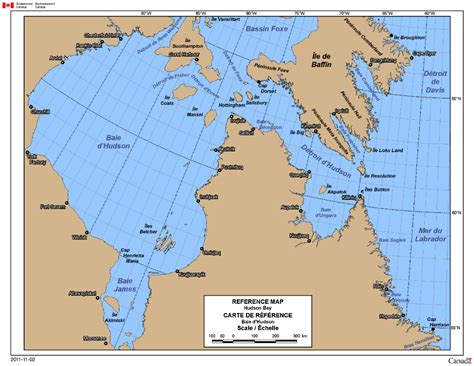 Carte de la baie d'Hudson avec toponymes - Canada.ca