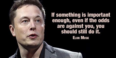 If something is important enough even if the odds are against you you should still do it. - Elon ...