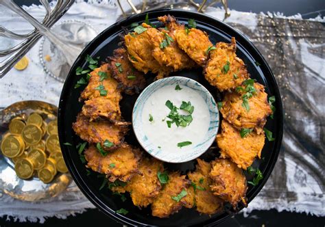 Sweet Potato Spiced Latkes with Creme Fraiche Honey & Spice Dip ...